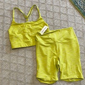 NWT Outdoor Voices Spacedye Yellow Bike Short Set